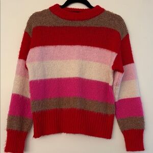 A New Day Fuzzy “Mohair Look” Striped Sweater XS EUC
